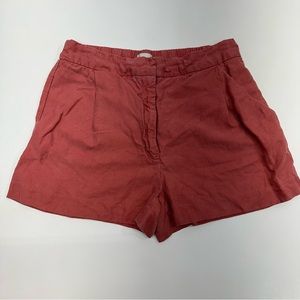 Aritzia Wilfred Women’s Coral Linen Tencel Blend Shorts Size 12